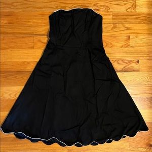 Strapless black dress white piping